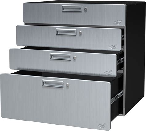 white metal drawer box w|metal stackable storage drawers.